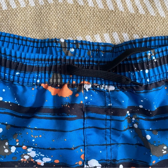 ✌️2/$10✌️ Vibrant Blue & Black Striped Swim Shorts w Paint Splatter – XL GUC - Picture 4 of 16